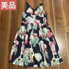 【美品】ポールスミスブラック　花柄ノースリーブワンピース42サイズ