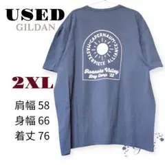 USED GILDAN Capernaum 水色系バックプリントTシャツ 2XL