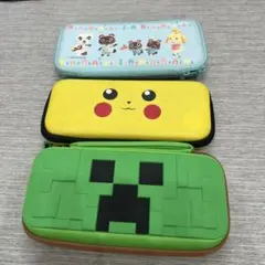 【中古】Switchケース　マイクラ、ピカチュウ、どうぶつの森3個セット