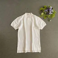新品タグ付き　ミキハウス　ポロシャツ　半袖　ロゴ刺繍　綿100% 日本製　白　L