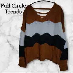 Full Circle Trends ストライプニットセーター ブラウン