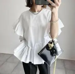 ZARA ザラ　ブラウス フリルトリムコントラストシャツ