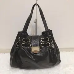 【希少】ジミーチュウ ワンショルダーバッグ 型押し クロコ ブラック