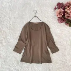 UNIQLO EXTRA FINE COTTON 七分袖カットソー（L）ブラウン