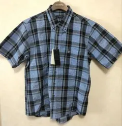 未使用　TOROY 　半袖チェックシャツ 青系 サイズM