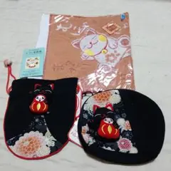 猫デザイン タオル＆ポーチセット