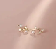 パール ツリーピアス ミニパール 白 結婚式