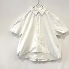irise イリゼ 半袖　ブラウス　白シャツ　コットン　日本製　ラウンドヘム　M