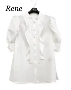 極美品 Rene ルネ　シャーリングハーフスリーブブラウス　フリル　M　近年
