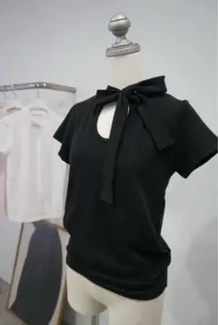 HELK NECK BOW TOPS (BLACK)