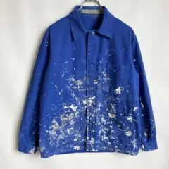ユーロワークジャケット カバーオール ペンキ ブルー フレンチワーク M L