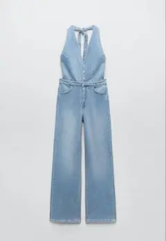 ZARA ザラ　デニム　ホルターネックジャンプスーツ