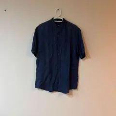【HUGO BOSS】麻 ノーカラーシャツ リネン