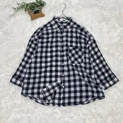 GU【S】チェック柄シャツ 七分袖 綿100% 小さいサイズ 薄手 春夏 軽量