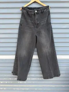 CLEL ダークグレー ワイドレッグデニム 0935