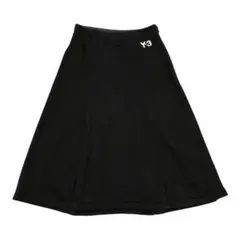 Y-3 ワイスリー　シルクスカート　刺繍ロゴ　サイドジップ　ブラック