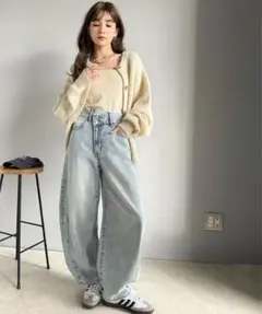 ライトブルーデニムパンツ コットン100%