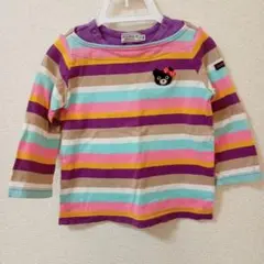 ダブルビー 80 ロンT 長袖Tシャツ マルチボーダー 紫 ピンク オレンジ