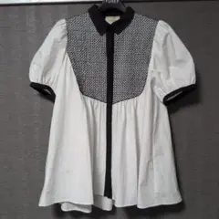 ユナイテッドアローズ エンブロイダリー コンビ ショートスリーブ ブラウス