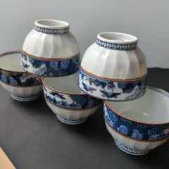 5個セット 花柄 陶器 茶碗　平安　壱楽 5個セット 花柄 陶器 茶碗 平安 壱楽 工芸品