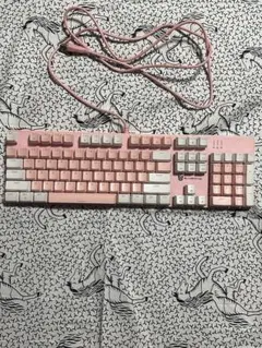 SUNSONNY ピンクホワイト 有線キーボード　青軸　ゲームキーポード