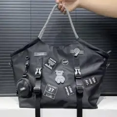クマ　ワッペン　大型トートバッグ　ショルダーバッグ
