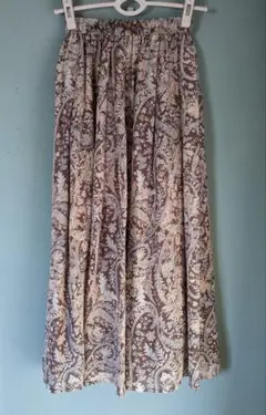 美品【SCAPA】 シルク ロングスカート 花柄×ペイズリー 38