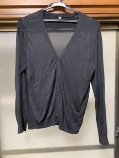 UNIQLO XL ダークグレー Vネック カーディガン