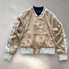 美品　スカジャン　ブルゾン　ジャケット　レディース　ジップアップ　透け感あり