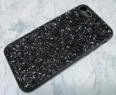 キラキラ iPhone7/8/SE 用 ケース ラメ グリッター ブラック 黒色