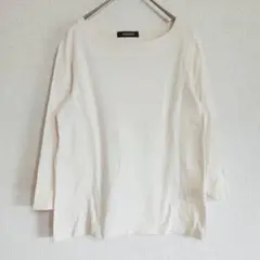 【EASTBOY】（M）ボートネックロゴ刺繍七分袖Tシャツ/カジュアル/着回し