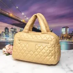 【超美品】CHANEL コココクーン オールレザー ボストンバッグ ゴールド