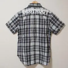 【PPFM】半袖シャツ◆チェック柄 黒白グレー系 Lサイズ メンズ
