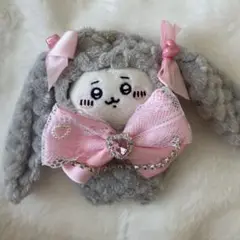 ぬいぐるみ ぬい服 うさぎ耳 10cm ピンク グレー 灰色