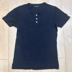 ヘンリーネック Tシャツ Lサイズ　ブラック　フェード