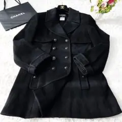 美品 CHANEL シャネル カシミヤ100 ダブルブレスト コート ジャケット