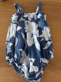 GAP青と白の花柄ロンパースとハットセット