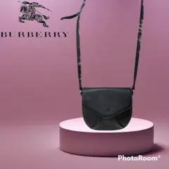 ②バーバリーズ ショルダーバッグ フラップレザー ブラック ノバチェック