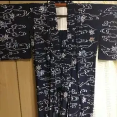 ろうけつ染　浴衣　流水にもみじ