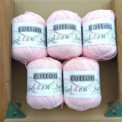 ピンク コットン100 5玉 毛糸まとめ売り