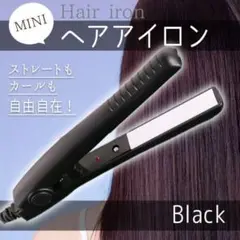 ミニ ヘアアイロン ストレートカール2Way 髪セット 小型黒ブラック