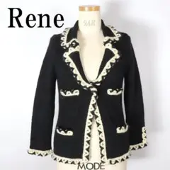 LA1553 Rene ルネ ジャケット黒ブラックモヘアシルクニット 36