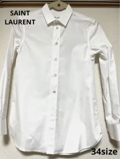 お正月セール❤️【新品・未使用】SAINT LAURENT 白コットン長袖 シャツ