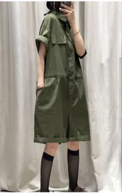 ヴィンテージ風作業服スタイル✨レトロジャンプスーツ