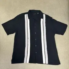 AXIST シルクタッチ 半袖 開襟シャツ XL 黒 オープンカラー ビッグ