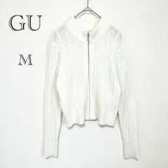 ジーユー GU ケーブル編みニットカーディガン 【M】 スポーティ 白