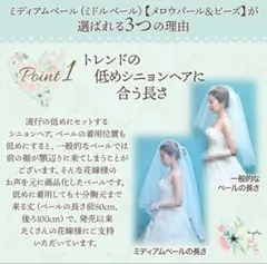 【Love Tiara ミディアム】ウェディングベール　メロウパール&ビーズ