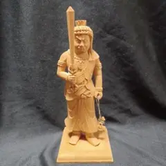 木彫仏像 不動明王　仏教美術 精密細工 　高さ14.5cm