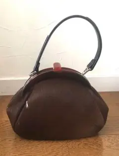 レトロ◯ハラコ素材がま口ハンドバッグ◯