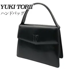 【良品】トリイユキ　ハンドバッグ　フォーマル　黒レザー　0819